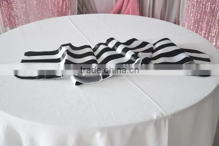 Wholesale white and black satin stripe table runner