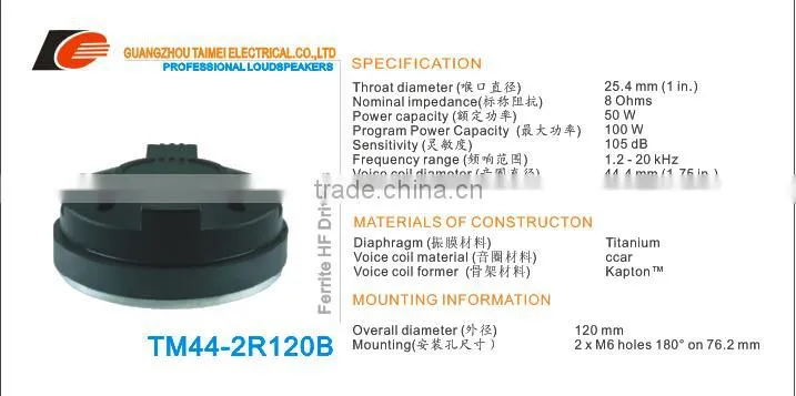 44.4mm hi-fi multimedia active speaker system speaker driver