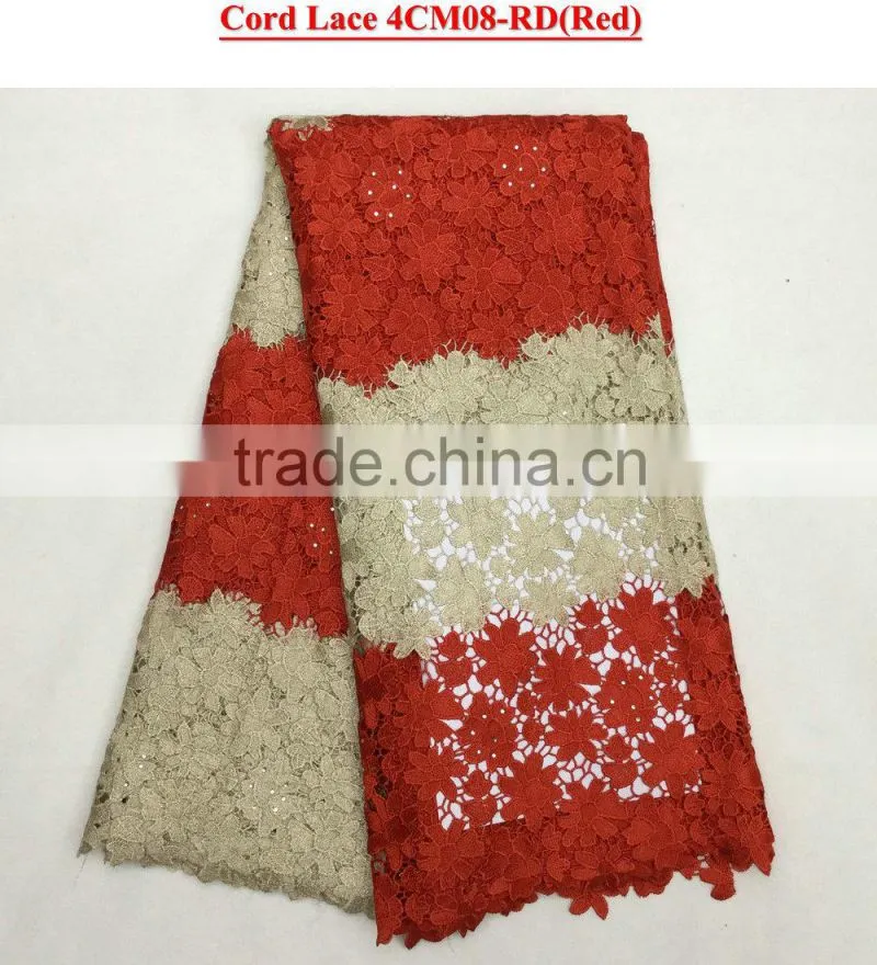 Pretty chemical lace embroidery fabric rhinestoes guipure lace fabric guipure lace for wedding