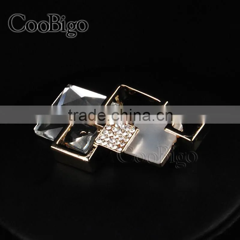 Fashion Jewelry Crystal Rhinestone Rectangular Pin Brooch Women Lady Dresses Hijab Scarf Party Gift Appreal Accessories