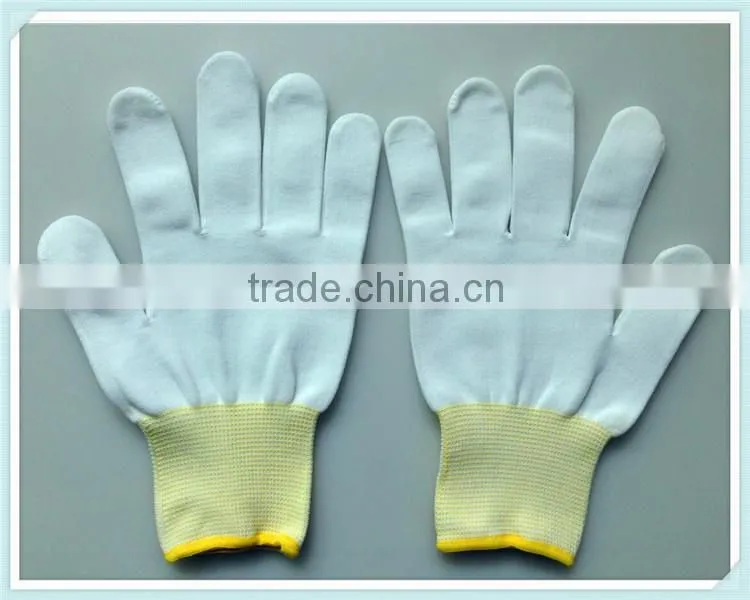 High-tech electronics industry used 13 gauge knitted white Nylon Gloves 4131