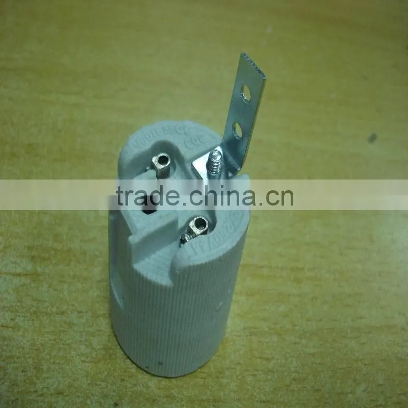 Set-screw terminal E27 F519 ceramic lamp holder with bracket