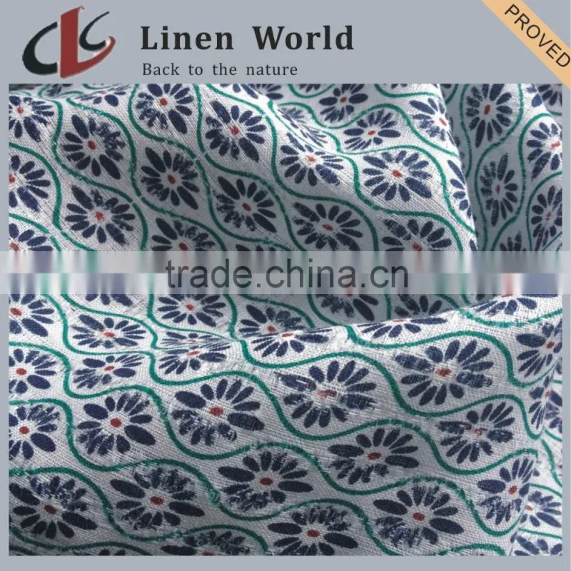 10S High Quality Printed Linen Viscose Blend Fabric