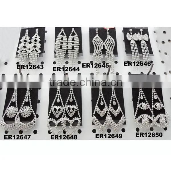 glitter design rhinestone wedding earrings