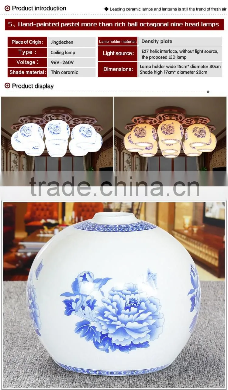 LED Morden Ceiling Light Beautiful Chandelier Jingdezhen Porcelain Light 9Head for Dining Bedroom Hotel Ceramic Lamp