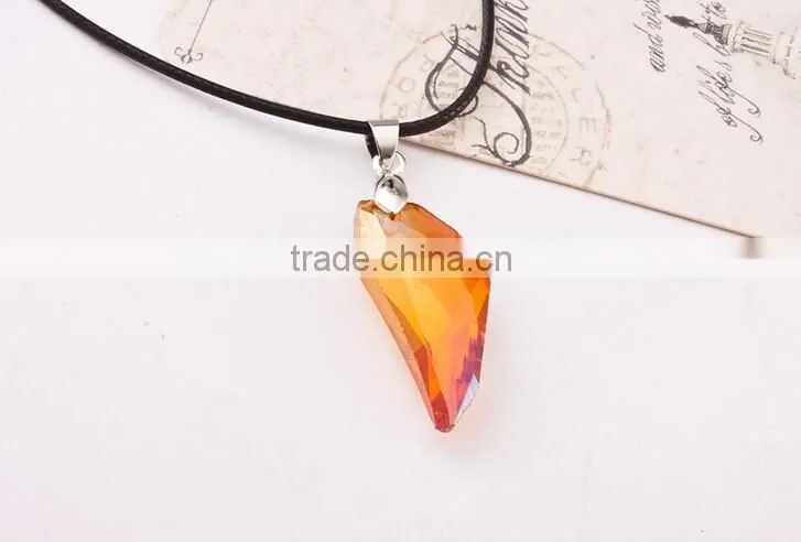 Crystal Wolf Tooth Style Pendant Black Chord Unisex Fashion Necklace Gift