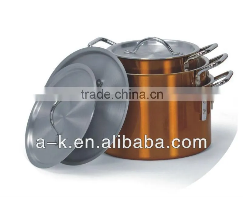 Aluminum orange color painting soup pot