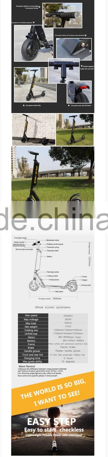 2016 New style folding 350W 30KM range electric scooter