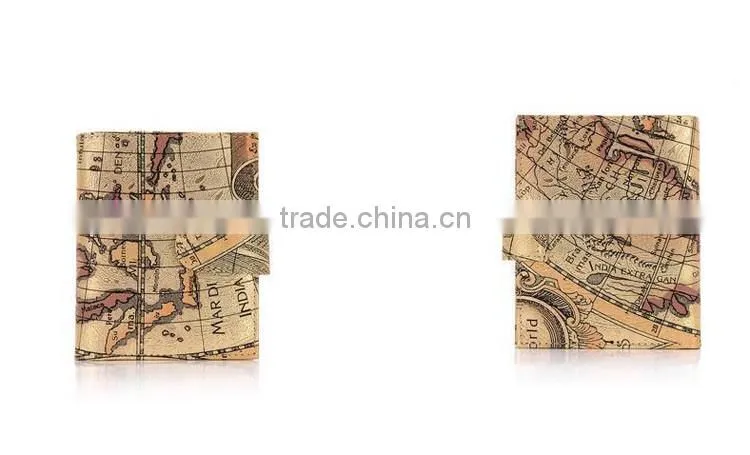 New style antique personalized card holder multiple wallet with world map printed