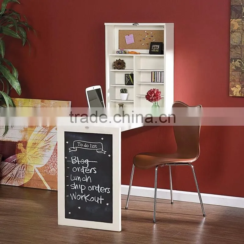 Wholesale wall mounted folding wooden table , wooden blackboard with shelf