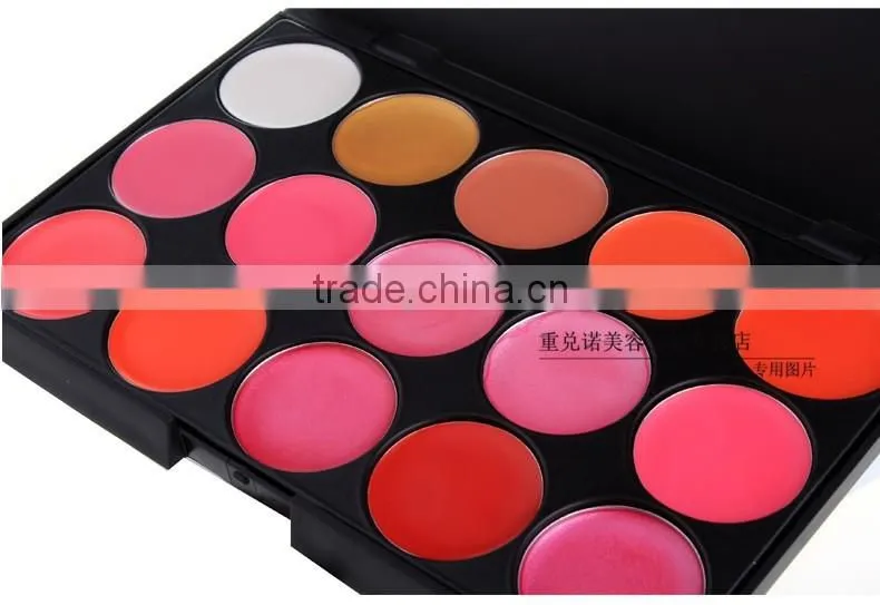 OEM Professional lipgloss palette 15 color high light blusher