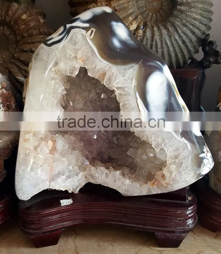 Beautiful Agate Stone Geodes Clear Quartz Crystal Geodes Ornaments
