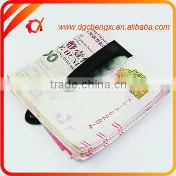 Promotional credit card holder PU money clip Functional PU leather stainless steel money clip