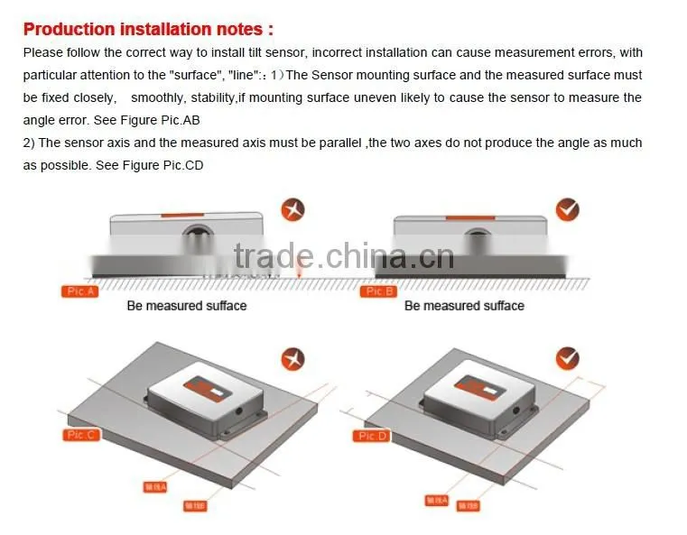 ACA2000 High Precision Digital Inclinometer Sensor With Full Temperature Compensation And Very Fast Transmission Speed