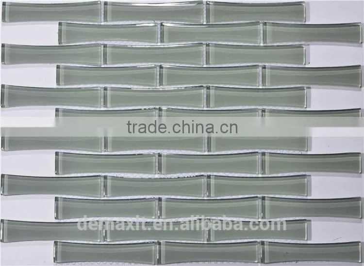 green color bamboo design crystal glass mosaic for swimming pools