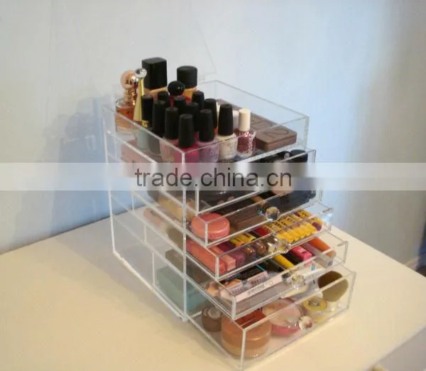 Hot selling small cosmetic display organzier desk cosmetic showcase