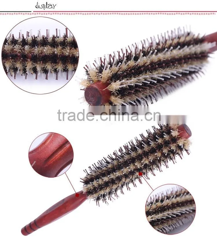 Roll Hair Care Brush Hairdressing Styling Curly Comb With Wooden Handle