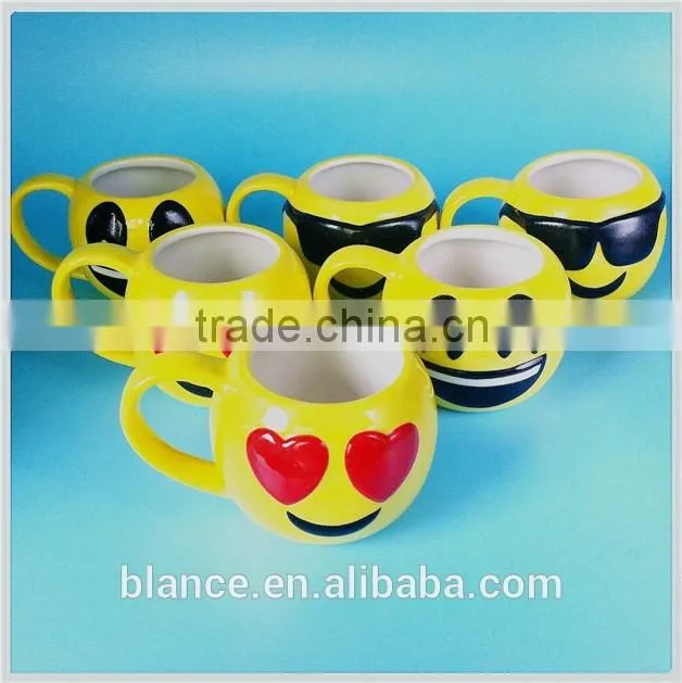 popular 340ml emoji ceramic mug in 3d face design