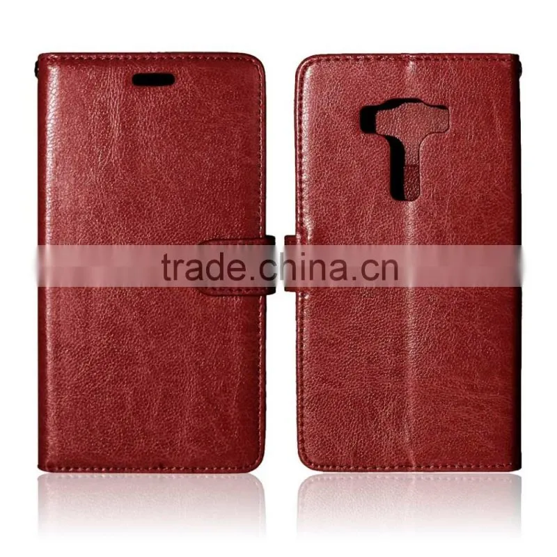 PU Leather Cell Phone Flip Wallet Kickstand Case for ASUS ZenFone 3 Deluxe ZS570KL 5.7