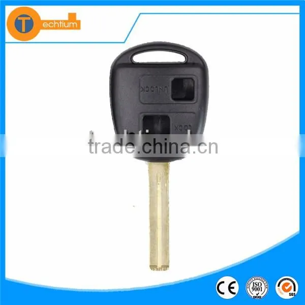 high quality 2 button remote car key shell wiht logo and uncut blade with chip groove for Toyota Lexus is200