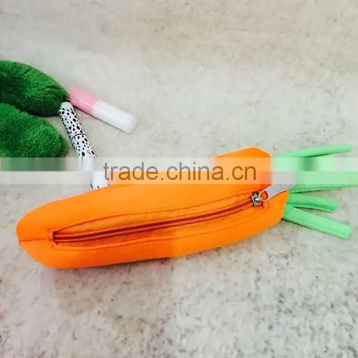 school supply creative carrot design pen bag 3D pencil bag for kids