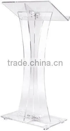 Clear Acrylic Curved Organic Glass Pulpit For Church