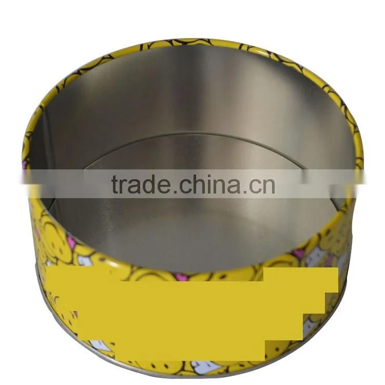 Lovely round metal tin box/gift customized size tin box/2016 costom designed fashion round tin box