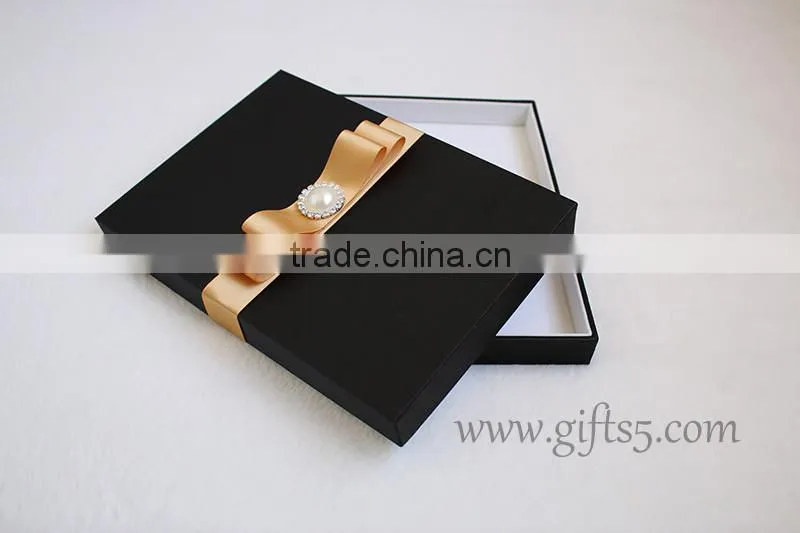 Handmade Black wedding invitation packaging boxes
