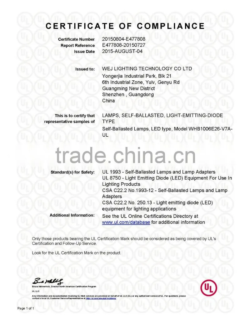China supplier energy saving light led A60 bulb 5W 400LM