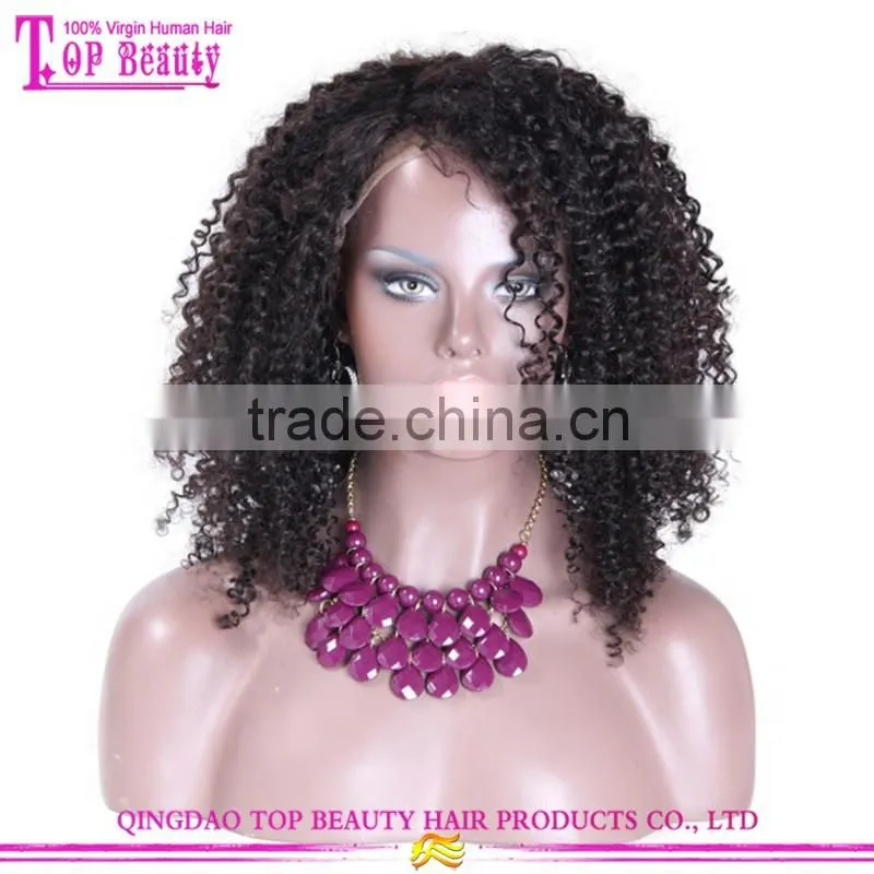 Qingdao Factory Best Selling African Wig 16 Inch Natural Black Short Curly Afro Wigs For Black Women
