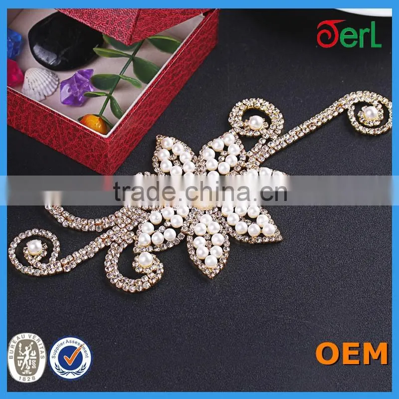 2016 New Design Rhinestone lace trimmings for dresses