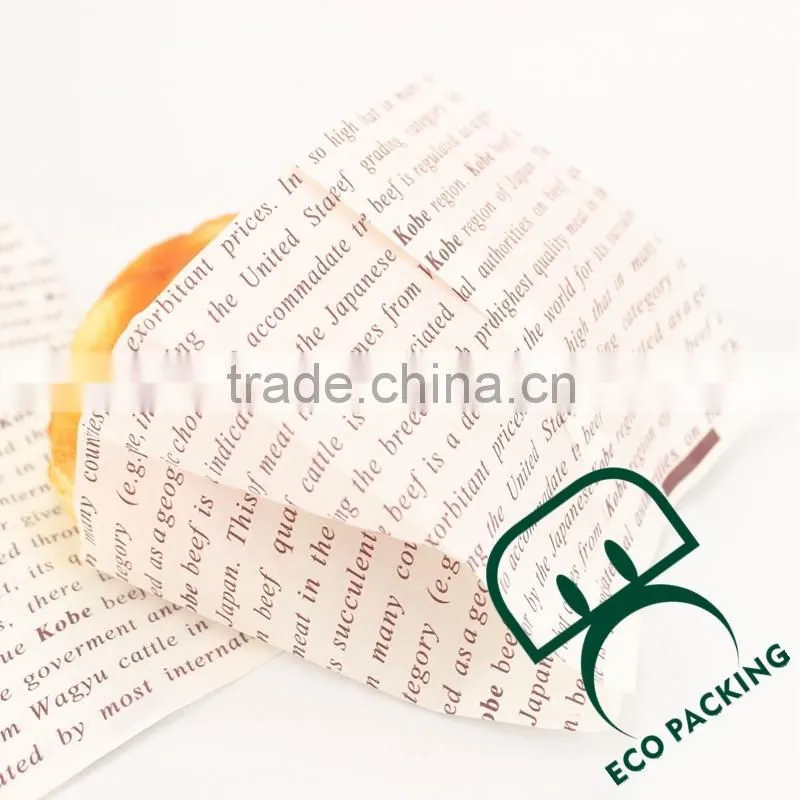 Custom LOGO greaseproof Paper bag for food/hamburger bag