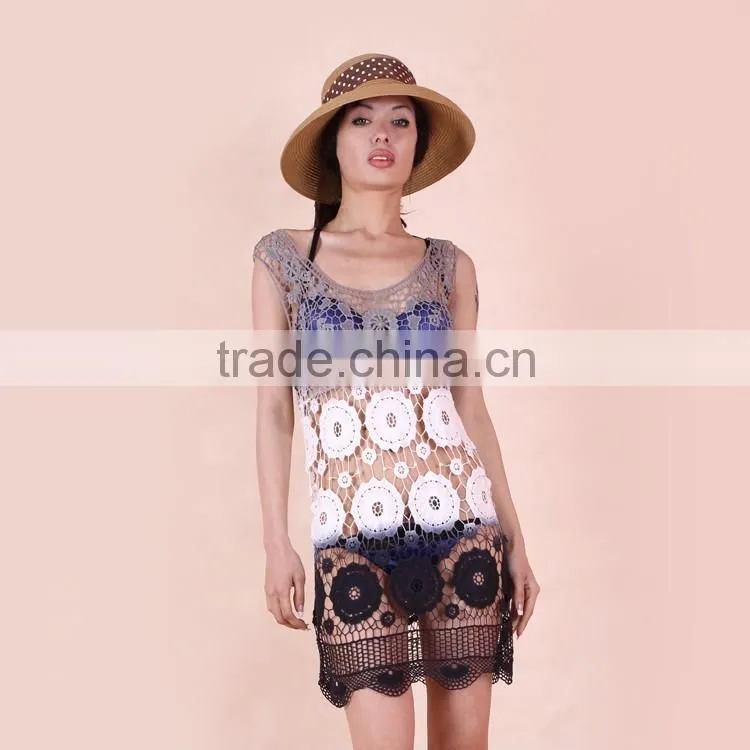 Big flower hollowed-out of bud silk dress