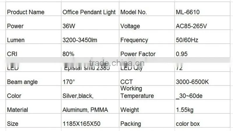 Modern recessed linear led high bay light 4ft 36w 3600lm 15usd