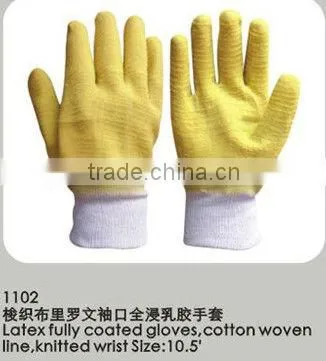 yellow latex industry coated gloves