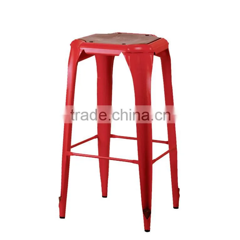 2016 new model metal bar stool high chair with timber seat