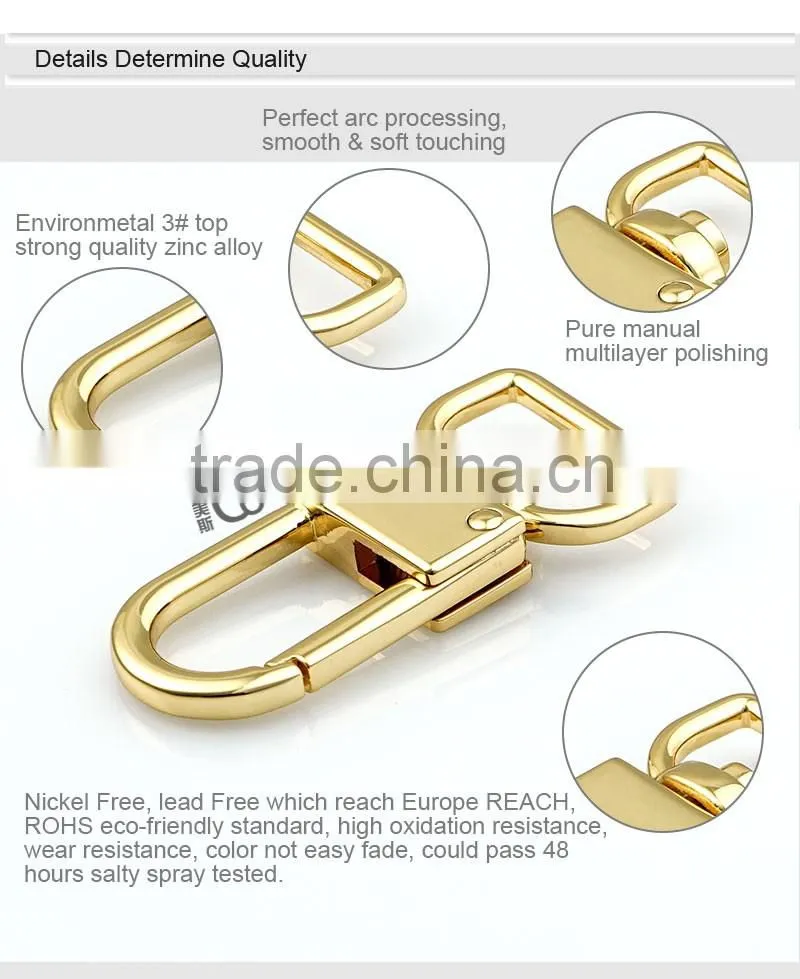 Square shining metal snap hook spare suitcase parts