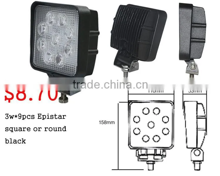 27W 9-32V LED Work Light for Truck/off road light