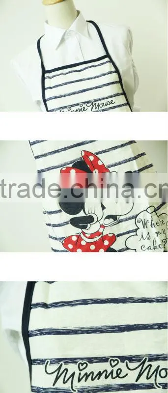 100%cotton cartoon fabric printed cheap fancy kitchen aprons
