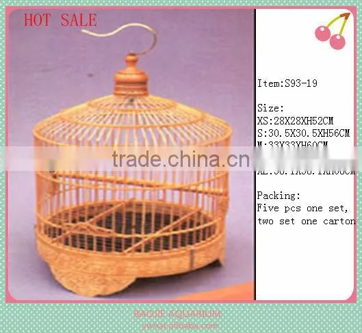Outdoor handle wooden bird cage, handmade antique bird cage