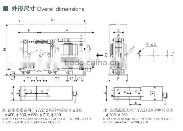Crane YWZ12 Series Electric Hydraulic Drum Brake