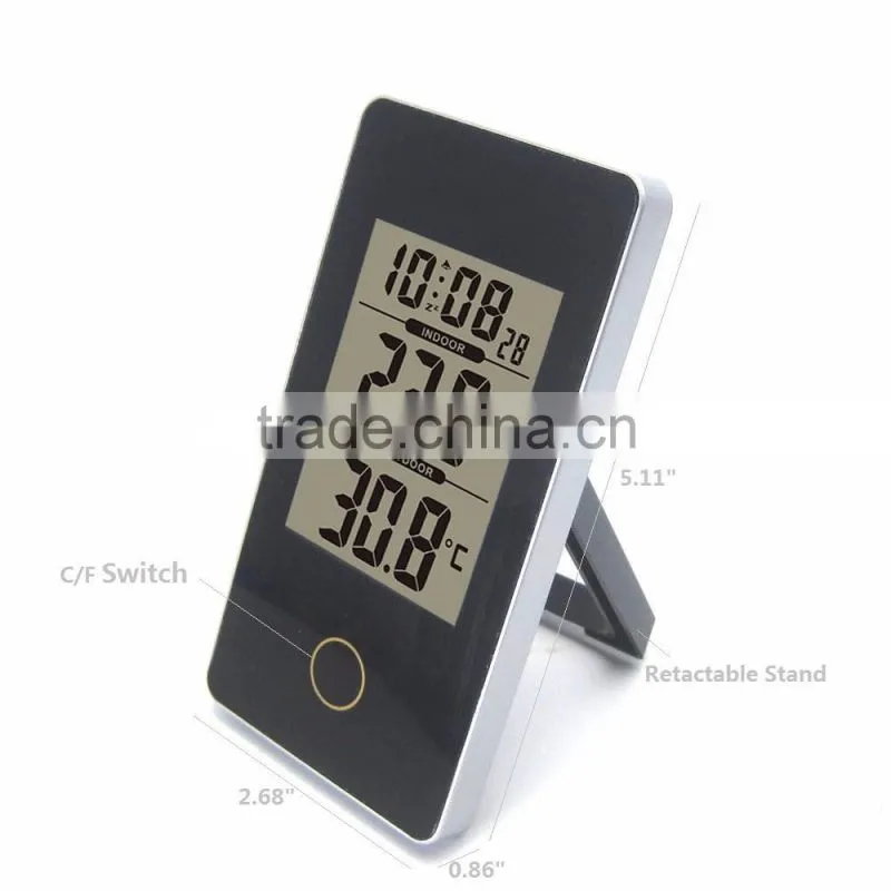 Portable Home/Office RCC Weather Station Black with Indoor Outdoor Thermometer Monitor Digital Alarm Clock