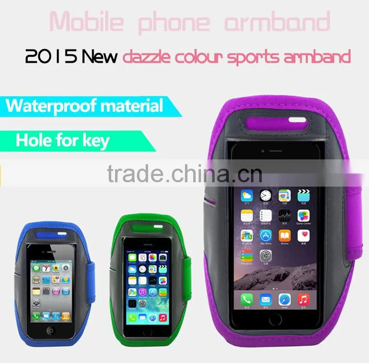 Waterproof mobile phone neoprene armband for running lycra armband LED armband case with key holder