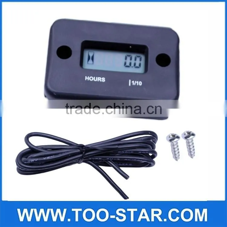 Black Digital LCD Engine Hour Meter Tachometer for Motorcycle ATVs