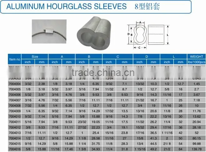 CE 10mm hourglass sleeves 8 type Aluminum Ferrule for wire price
