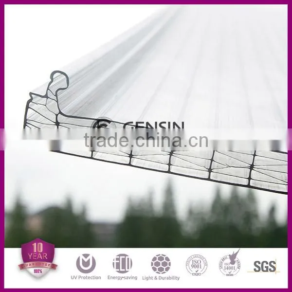 16mm/20mm/25mm Thicken Stadium Airport Roofing Building Material U-locking Multiwall Hollow Polycarbonate Sheets