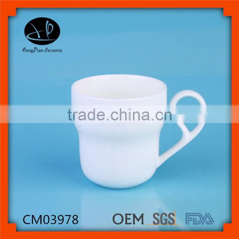 Wholesale tea cup white ceramic cup cups and mugs,white ceramic mug with special handle