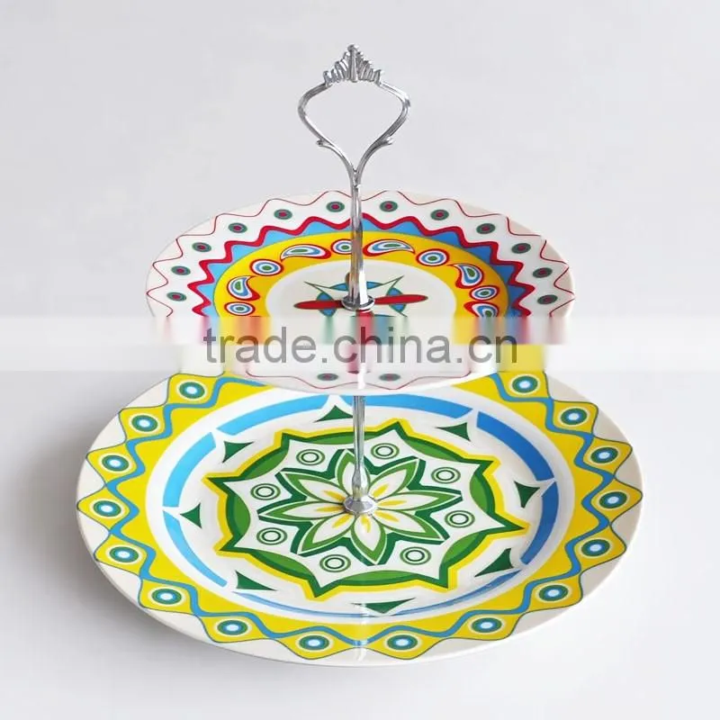 porcelain plate ceramic plate 2pcs cake plate set
