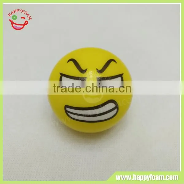 Graphic PU angry facial emoji anti-stress ball ,PU sponge foam ball for kids