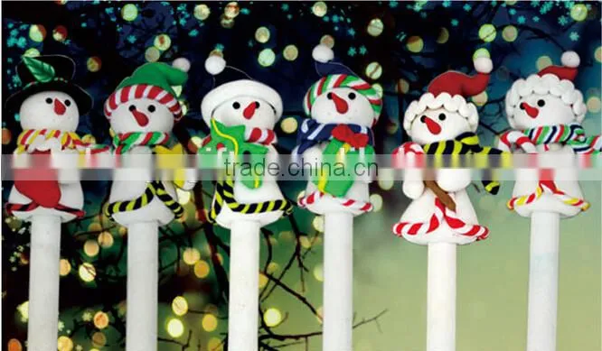 Top Selling Christmas Polymer Clay Ballpoint Pen Promotional Custom Logo Polymer Clay Pen Santa Claus Snowman Shape Pen
